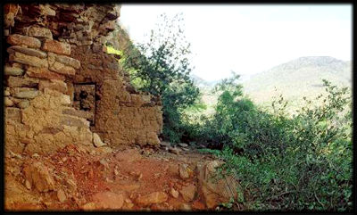 Crumbling ancient walls are all that is left of this mining town.