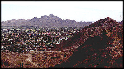 Squaw Peak and the Phoenix Mountains, looking south from Shadow Mountain.