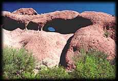 Weirdly-shaped stone formations, such as these in the Papago Buttes, make the Phoenix and Scottsdale areas a favorite place for rock lovers.