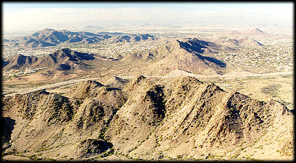 Looking northwest, across SR51, from the summit of Squaw Peak in the Phoenix Mountains Preserve.