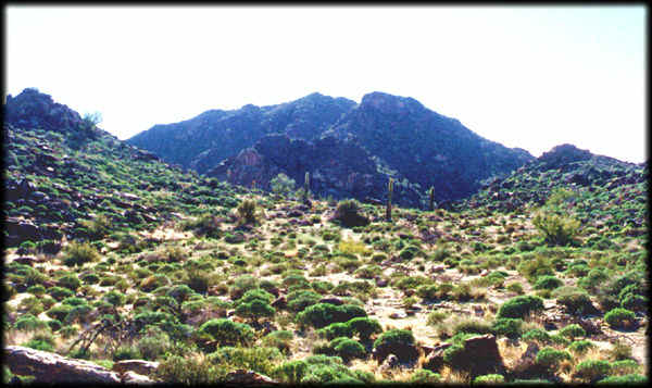 One of the higher peaks in the White Tank Mountains, near Sun City and Phoenix, Arizona.