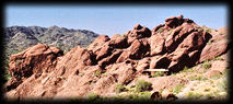 Sandstone and conglomerate formations on Camelback Mountain, Phoenix, Arizona.