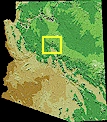 Location map for Sedona and the Verde Valley, in northern Arizona.