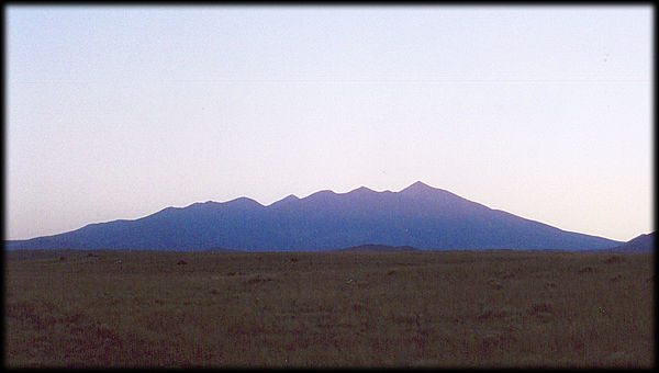 The San Francisco Peaks and Humphrey's Peak, north of Flagstaff, Arizona.