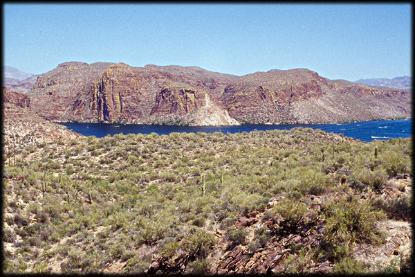 Popular Canyon Lake, on the Salt River, in the Superstition Mountains of Arizona, from the Apache
Trail.