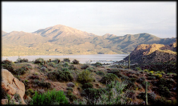 Looking southeast at Bartlett Lake, northeast of Phoenix and Scottsdale, Arizona.