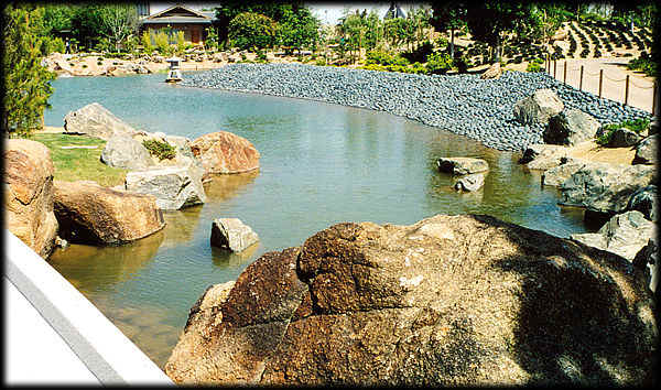 Rocks dominate the landscape at Ro Ho En -- the Japanese Friendship Garden in downtown Phoenix, Arizona -- a joint project of the City of Phoenix and Himeji, Japan.