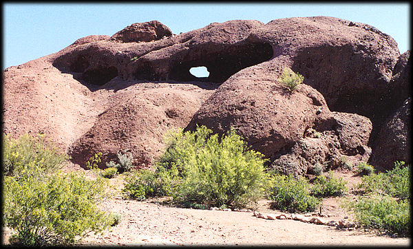 Hole in the Rock is a popular spot in Papago Park, Phoenix, Arizona.