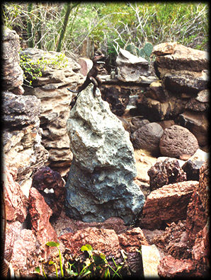 This meteorite-like rock has a story of its own at the Somewhere Over the Rainbow Museum and Rock Garden, in Phoenix, Arizona.