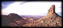 Weaver's Needle in the Superstition Mountains, east of Phoenix, Arizona.