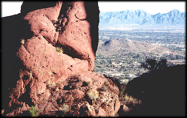 More than one billion years of time is represented by the contact between Tertiary rocks and Precambrian rocks on Camelback Mountain, in Phoenix, Arizona.