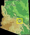 Location map for the Superstition Mountains, the Mazatzal Mountains, and the Sierra Ancha.